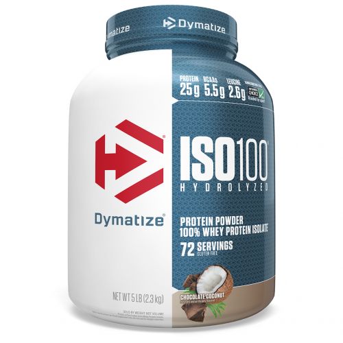 Dymatize Nutrition, Гидролизованный, 100%-ный изолят сывороточного белка ISO 100, шоколад и кокос, 5 фунтов (2,3 кг)